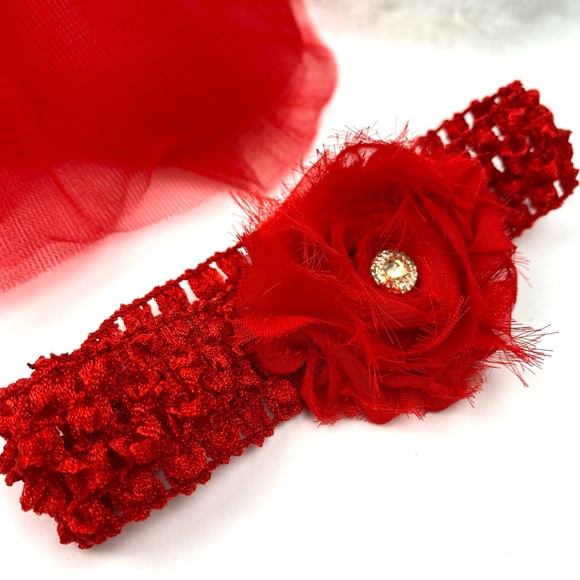 Baby Red Tutu with headband and tiara crown dress up costume Valentine’s Day - Picture 13 of 17